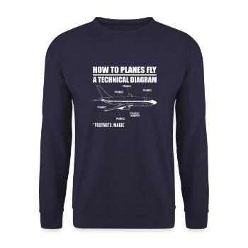 Wie Flugzeuge fliegen Lustiger Luftfahrtingenieur Pilot Airpl - Unisex Pullover - Navy - Vorne - Alina (178cm) & Michal (187cm)