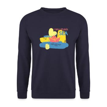 I need Vitamin Sea-Text - Unisex Pullover - Navy - Vorne - Alina (178cm) & Michal (187cm)