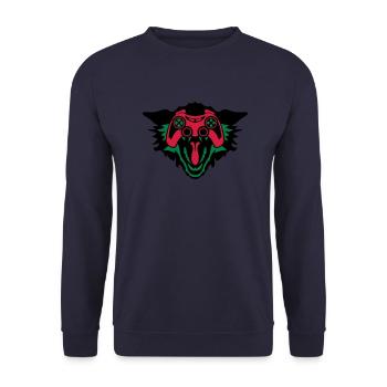 loup manette jeux oeil joystick geek - Sweat-shirt Unisexe - marine - Devant - Alina (178cm) & Michal (187cm)