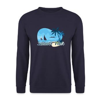 Summer Palm Trees Beach Sea Holiday - Unisex Sweatshirt - navy - Front - Alina (178cm) & Michal (187cm)