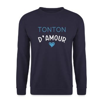 Tonton d'amour cadeau original oncle noël - Sweat-shirt Unisexe - marine - Devant - Alina (178cm) & Michal (187cm)