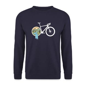 Gravel Bike Natur Rennrad Fahrrad lustige Geschenk - Unisex Pullover - Navy - Vorne - Alina (178cm) & Michal (187cm)
