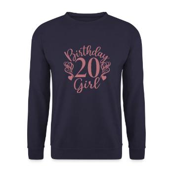 20. Geburtstag Frauen Ihr Geburtstagskind 20 Jahre alt - Unisex Pullover - Navy - Vorne - Alina (178cm) & Michal (187cm)
