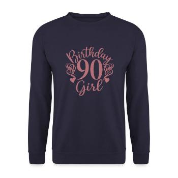 90. Geburtstag Frauen Ihr Geburtstagskind 90 Jahre alt - Unisex Pullover - Navy - Vorne - Alina (178cm) & Michal (187cm)