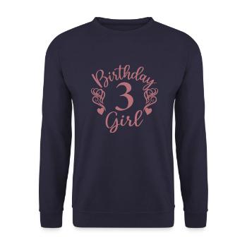Fille de 3ème anniversaire, cadeau de 3 ans pour les enfants - Sweat-shirt Unisexe - marine - Devant - Alina (178cm) & Michal (187cm)