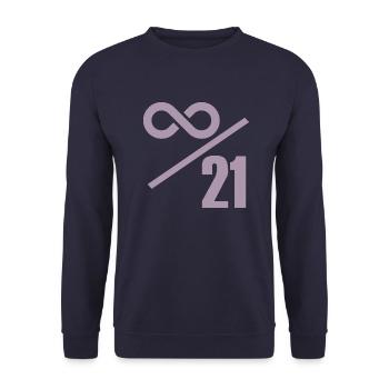 Bitcoin 21 Millionen Limit - Unendlich Wertvoll - Unisex Pullover - Navy - Vorne - Alina (178cm) & Michal (187cm)
