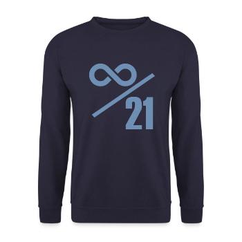 Bitcoin 21 Millionen Limit - Unendlich Wertvoll - Unisex Pullover - Navy - Vorne - Alina (178cm) & Michal (187cm)