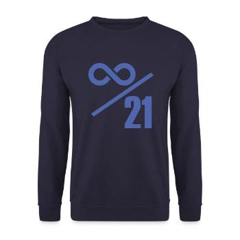 Bitcoin 21 Millionen Limit - Unendlich Wertvoll - Unisex Pullover - Navy - Vorne - Alina (178cm) & Michal (187cm)