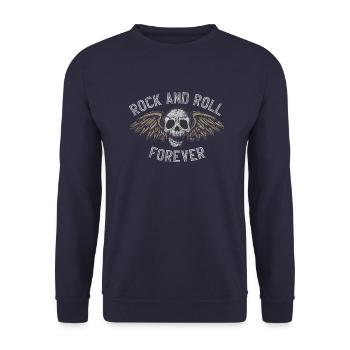 Rock n roll forever - Unisex Sweatshirt - navy - Front - Alina (178cm) & Michal (187cm)