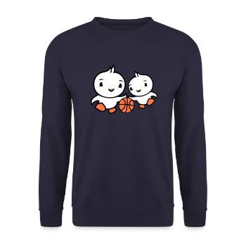 2 Birds Playing Basketball Together Fun Sports Cute - Unisex Sweatshirt - navy - Front - Alina (178cm) & Michal (187cm)