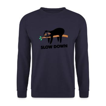 Sloth slow down - Unisex Sweatshirt - navy - Front - Alina (178cm) & Michal (187cm)
