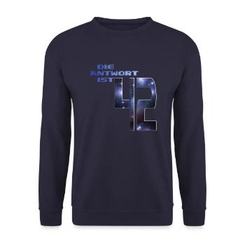 DIE ANTWORT IST 42 - Unisex Pullover - Navy - Vorne - Alina (178cm) & Michal (187cm)