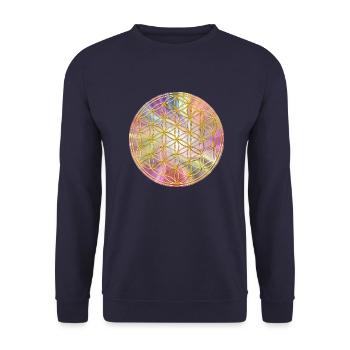 Fleur de vie | Fleur de vie | or souillé 3 - Sweat-shirt Unisexe - marine - Devant - Alina (178cm) & Michal (187cm)