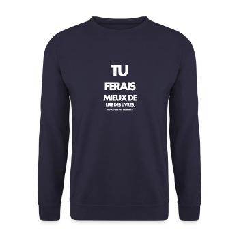 Lire des livres - Sweat-shirt Unisexe - marine - Devant - Alina (178cm) & Michal (187cm)