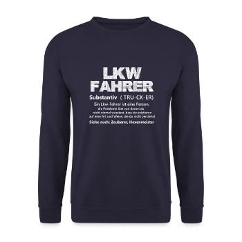 LKW Fahrer Substantiv - Unisex Pullover - Navy - Vorne - Alina (178cm) & Michal (187cm)