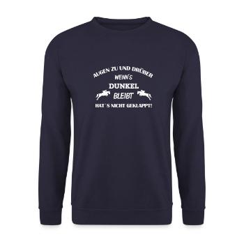 AUGEN ZU UND DRÜBER - Springreiten - Unisex Pullover - Navy - Vorne - Alina (178cm) & Michal (187cm)