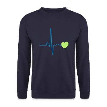 2c heartbeat with heart - Unisex Sweatshirt - navy - Front - Alina (178cm) & Michal (187cm)