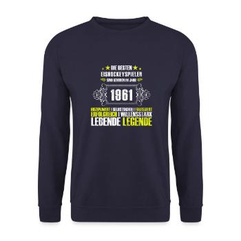 Geschenk zum 56. Geburtstag für Eishockeyspieler - Unisex Pullover - Navy - Vorne - Alina (178cm) & Michal (187cm)