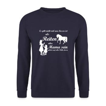 Mama sein und Reiten - Unisex Pullover - Navy - Vorne - Alina (178cm) & Michal (187cm)