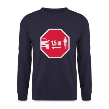 Le regard d'arrêt signe - les cyclistes à distance 1.5m - Sweat-shirt Unisexe - marine - Devant - Alina (178cm) & Michal (187cm)