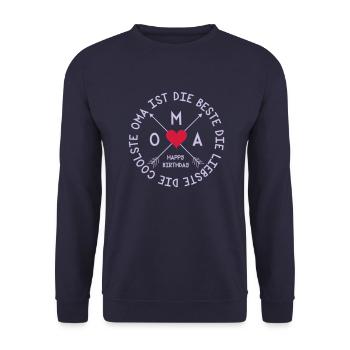 Oma ist die Beste - Unisex Pullover - Navy - Vorne - Alina (178cm) & Michal (187cm)