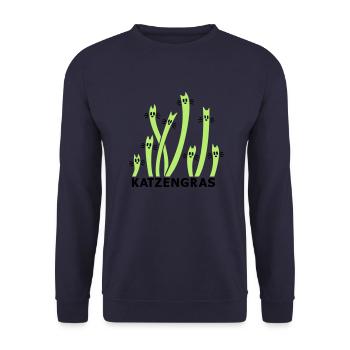 Cat Grass 2 - Unisex Sweatshirt - navy - Front - Alina (178cm) & Michal (187cm)