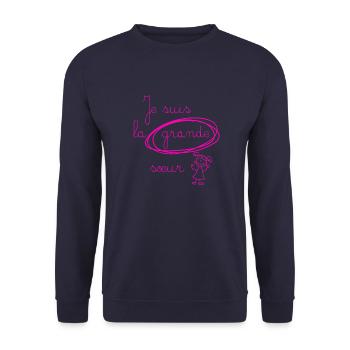 Je suis la grande soeur - version rose - Sweat-shirt Unisexe - marine - Devant - Alina (178cm) & Michal (187cm)