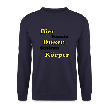 Bier formte diesen schönen Körper - Unisex Pullover - Navy - Vorne - Alina (178cm) & Michal (187cm)