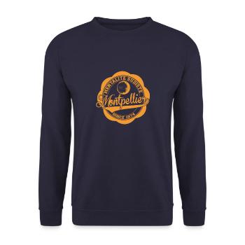 MENTALITE SUDISTE / logo orange / (marron) - Sweat-shirt Unisexe - marine - Devant - Alina (178cm) & Michal (187cm)