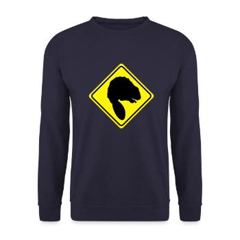 Warnung Biber - 2 farb - Unisex Pullover - Navy - Vorne - Alina (178cm) & Michal (187cm)