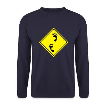 Warnung barfuß - 2 Farb Vektor - Unisex Pullover - Navy - Vorne - Alina (178cm) & Michal (187cm)