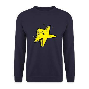 Happy Star | Yellow | gift idea - Unisex Sweatshirt - navy - Front - Alina (178cm) & Michal (187cm)