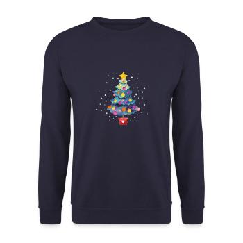 Weihnachtsbaum - Geschenkidee für Weihnachten - Unisex Pullover - Navy - Vorne - Alina (178cm) & Michal (187cm)