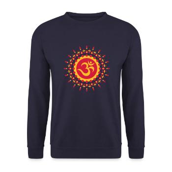 Om Symbol Mandala Sonne Yoga Meditation, 23 Farben - Unisex Pullover - Navy - Vorne - Alina (178cm) & Michal (187cm)