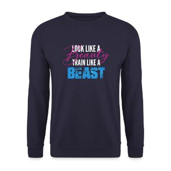 Sehen Sie wie ein Schönheitszug wie ein Tier aus - Unisex Pullover - Navy - Vorne - Alina (178cm) & Michal (187cm)