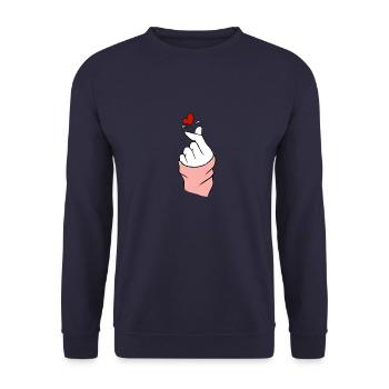 Fingerherz-Liebessymbol kpop - Unisex Pullover - Navy - Vorne - Alina (178cm) & Michal (187cm)