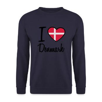 I Love Denmark Danmark Logo - Sweat-shirt Unisexe - marine - Devant - Alina (178cm) & Michal (187cm)