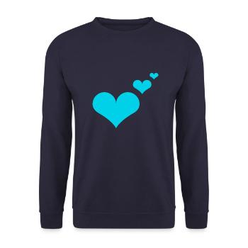 Herzen blau Geschenkidee - Unisex Pullover - Navy - Vorne - Alina (178cm) & Michal (187cm)