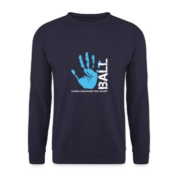 Handball Sport Handballer Verein Geschenk - Unisex Pullover - Navy - Vorne - Alina (178cm) & Michal (187cm)