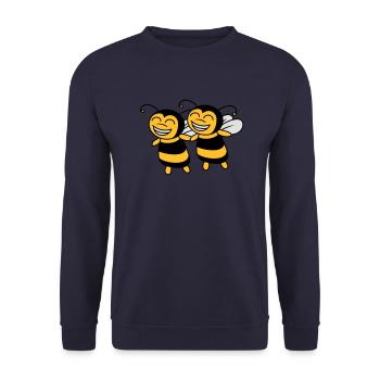 2 Kleine Bienen Freunde - Unisex Pullover - Navy - Vorne - Alina (178cm) & Michal (187cm)