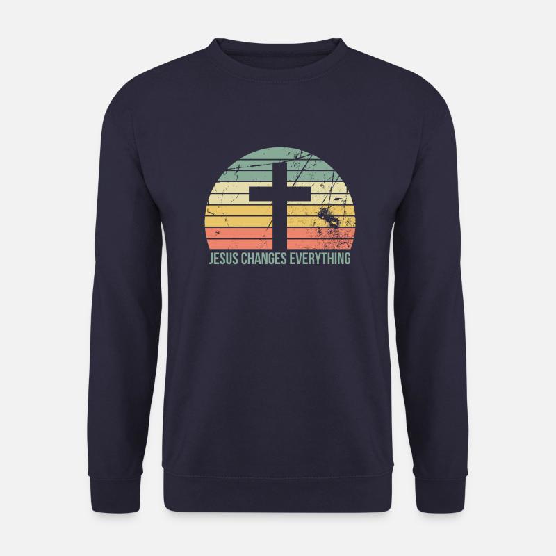 Jesus Changes Everything, Christian, Cross, Green - Unisex Sweatshirt - navy