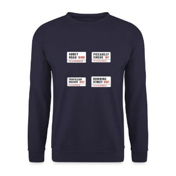 london - Unisex Sweatshirt - navy - Front - Alina (178cm) & Michal (187cm)