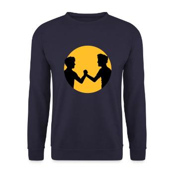 cercle de soleil autour de 2 amis équipe couple frère mains - Sweat-shirt Unisexe - marine - Devant - Alina (178cm) & Michal (187cm)