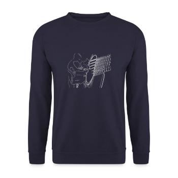 Guitar hand drawing guitar player - Unisex Sweatshirt - navy - Front - Alina (178cm) & Michal (187cm)