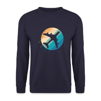 Avion dans un beau design rétro - Sweat-shirt Unisexe - marine - Devant - Alina (178cm) & Michal (187cm)