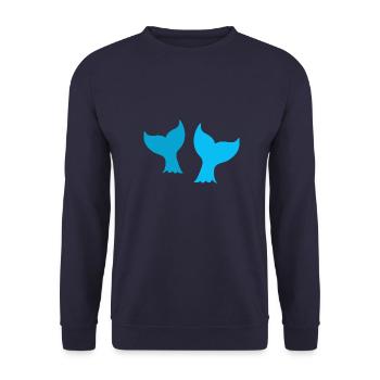 two whale dolphin or mermaid tails - Unisex Sweatshirt - navy - Front - Alina (178cm) & Michal (187cm)