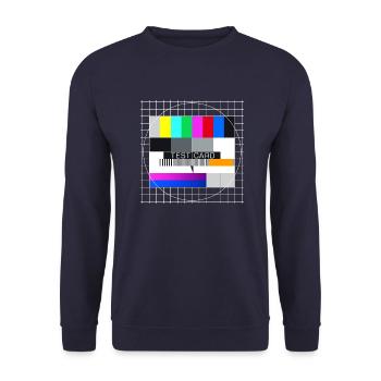 Testbild Fernsehen Bildschirm Sendeschluss Display - Unisex Pullover - Navy - Vorne - Alina (178cm) & Michal (187cm)