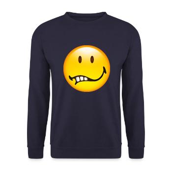 Smiley Glossy Doubt - Unisex Sweatshirt - navy - Front - Alina (178cm) & Michal (187cm)
