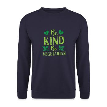 Sei nett, sei vegetarisch! - Unisex Pullover - Navy - Vorne - Alina (178cm) & Michal (187cm)