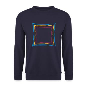 bunt viele linien rahmen quadrat umrandung viereck - Unisex Pullover - Navy - Vorne - Alina (178cm) & Michal (187cm)